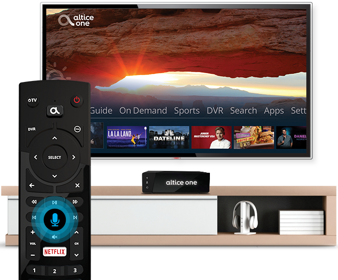 Altice One DVR/streaming device and remote control