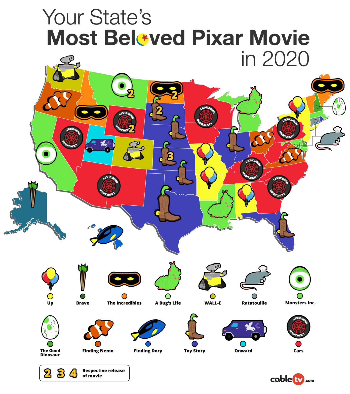 Your State's Most Beloved Pixar Movie Map