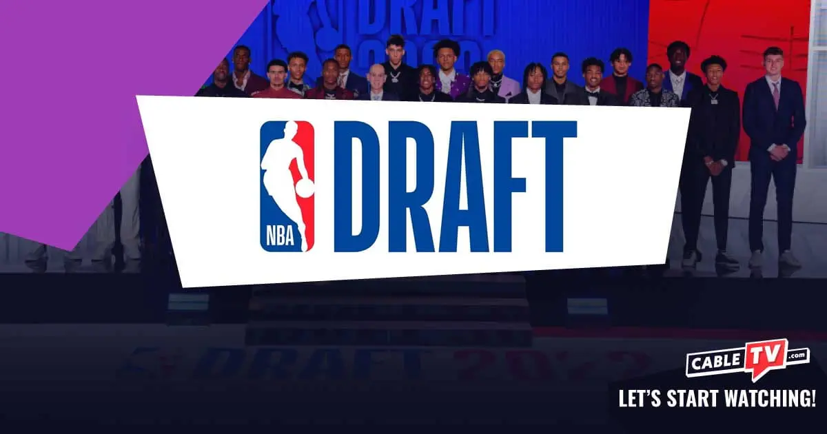 NBA Draft logo over image of NBA Draft class
