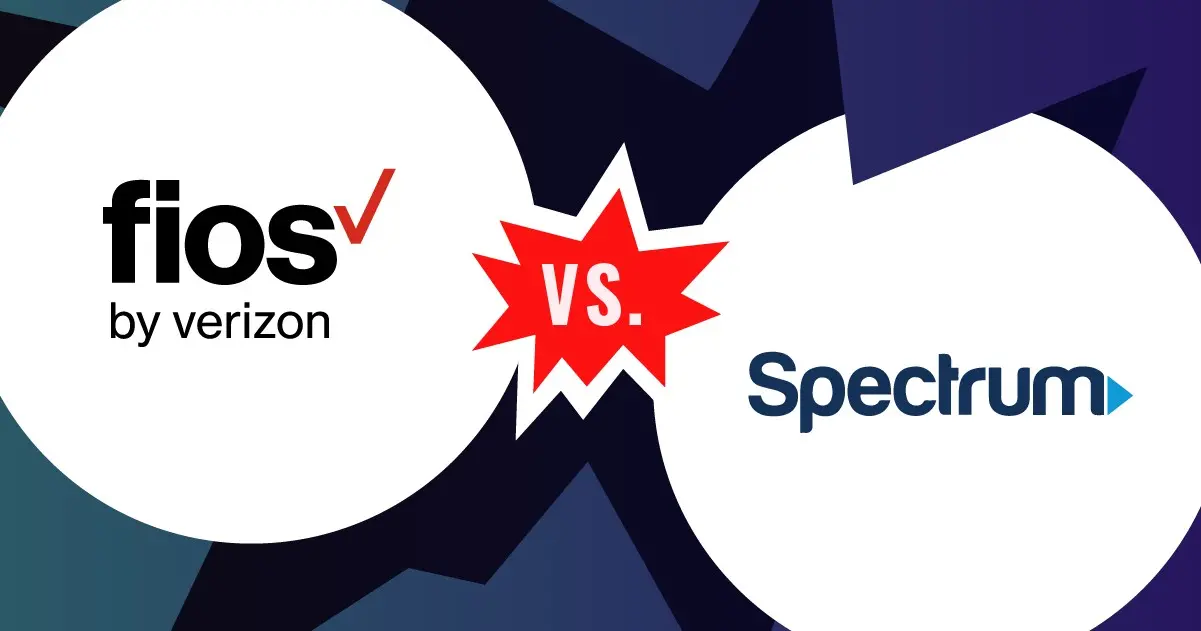 The Fios by Verizon and Spectrum logos with a "Versus" bubble in between.