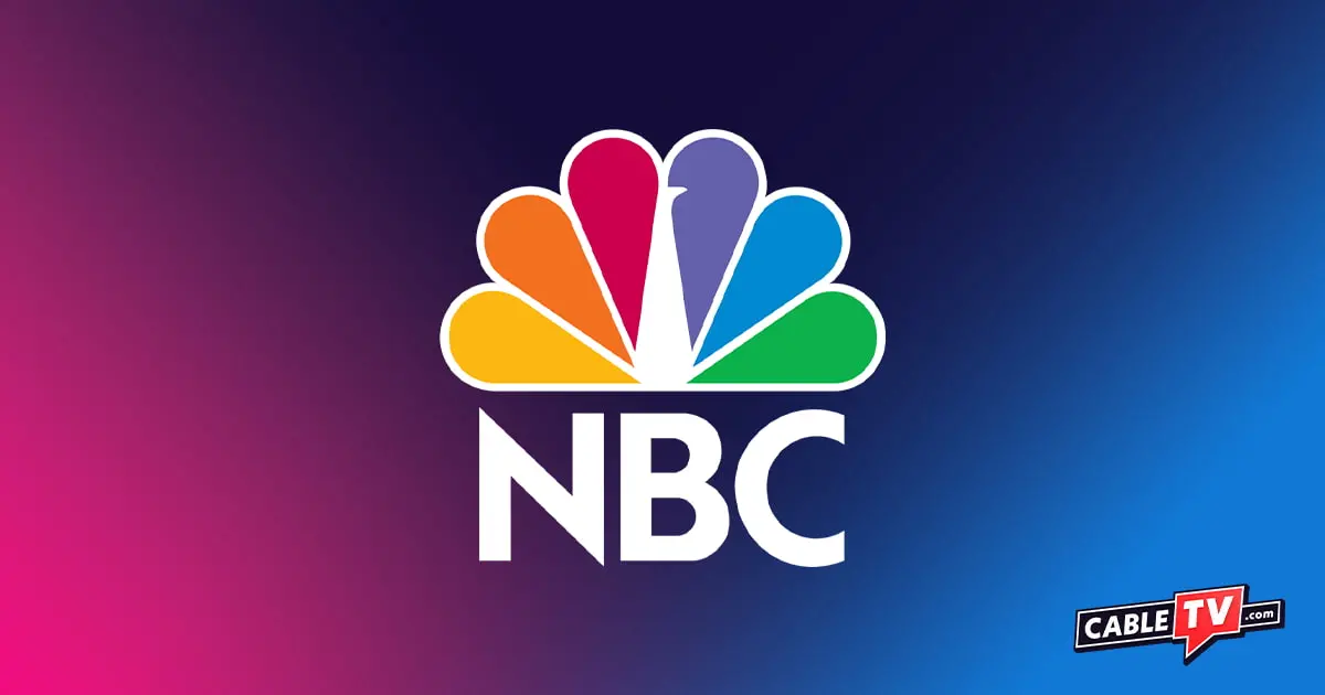 NBC logo on a gradient background.