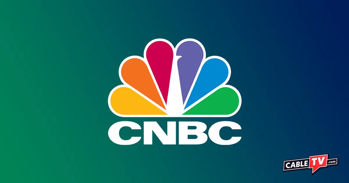 CNBC logo on gradient background.