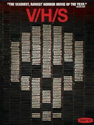 The V/H/S (2012) poster art shows a skull mosaic made from the spines of VHS tapes. The film is covered in How to Watch the V/H/S Movies in Order.