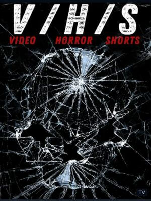 The V/H/S: Video Horror shorts poster art shows a phone with a cracked screen. The cracks form an image of a skull. The miniseries is covered in How to Watch the V/H/S Movies in Order.