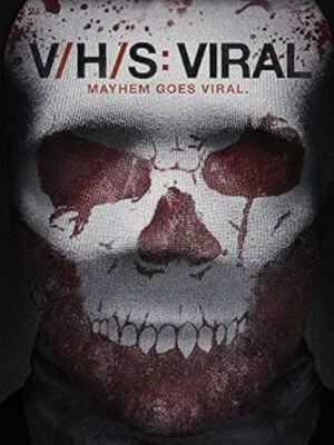 The V/H/S: Viral poster art shows a human head wearing a sheer skull mask. The film is covered in How to Watch the V/H/S Movies in Order.