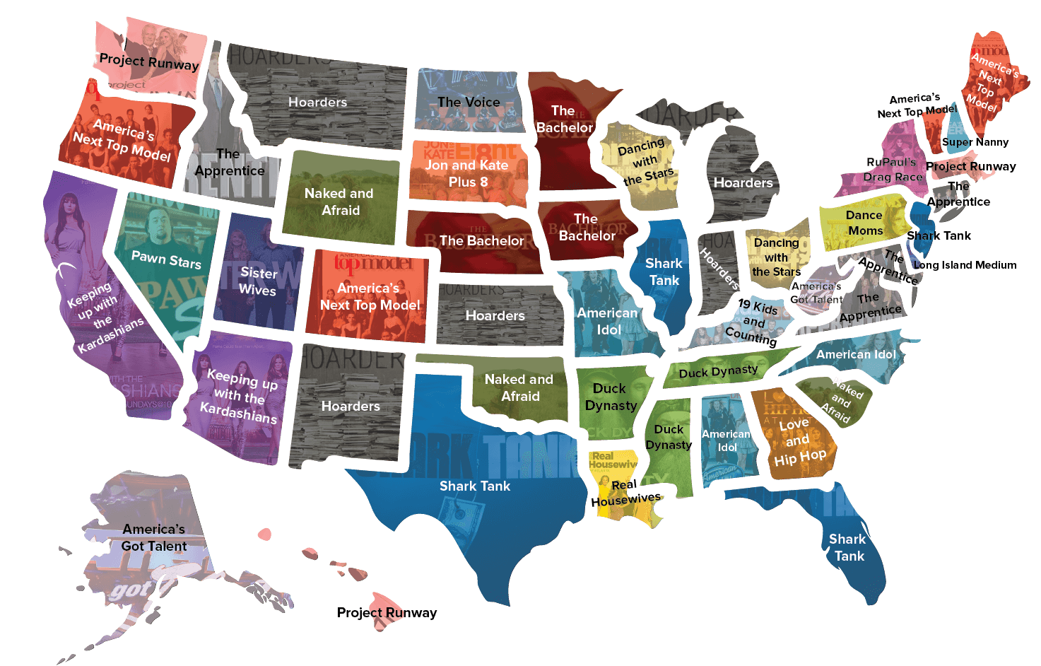 Most popular reality TV show by state